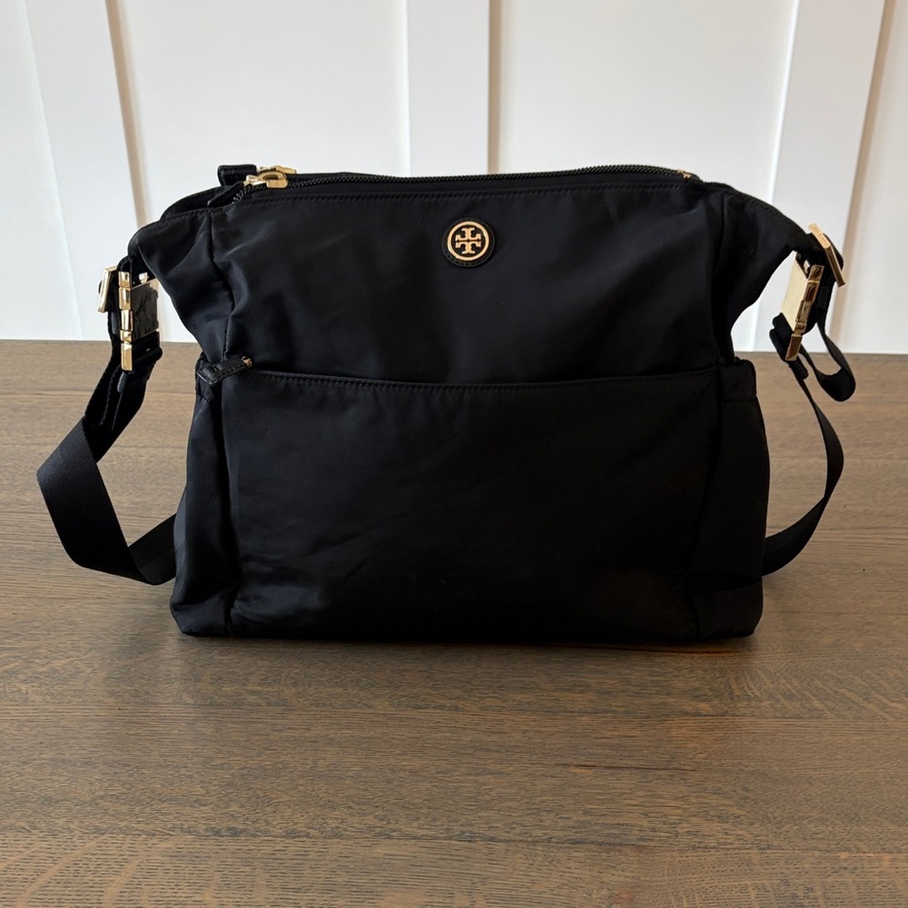 Tory Burch Black Nylon Travel Diaper Bag with Gold Details (no changing pad)